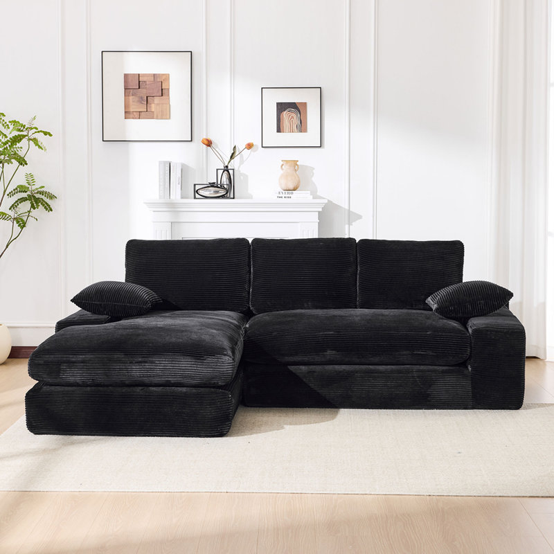 Ensemble de canapé modulaire modulaire de salon, style minimaliste moderne avec coussins épais, combinaison libre, forme de L, aucun assemblage requis