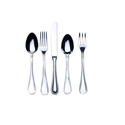 Ensemble de couverts Boheme avec fourchette à gâteaux et couteaux H / H - 30 pièces - Acier inoxydable