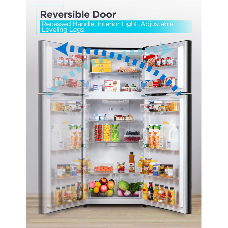BLACK+DECKER 14.6 Cu. Ft. Top Mount Refrigerator with Freezer, 2 Door Refrigerator with Top Freezer and Adjustable Temperature Control, ENERGY STAR, BR1460HB, Black