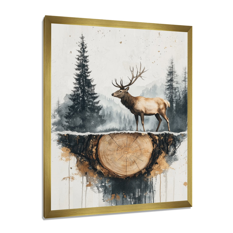 Graidy - Animals Wall Art, H 40 po x l 30 po, Reproduction encadrée d'une seule photo, Doré