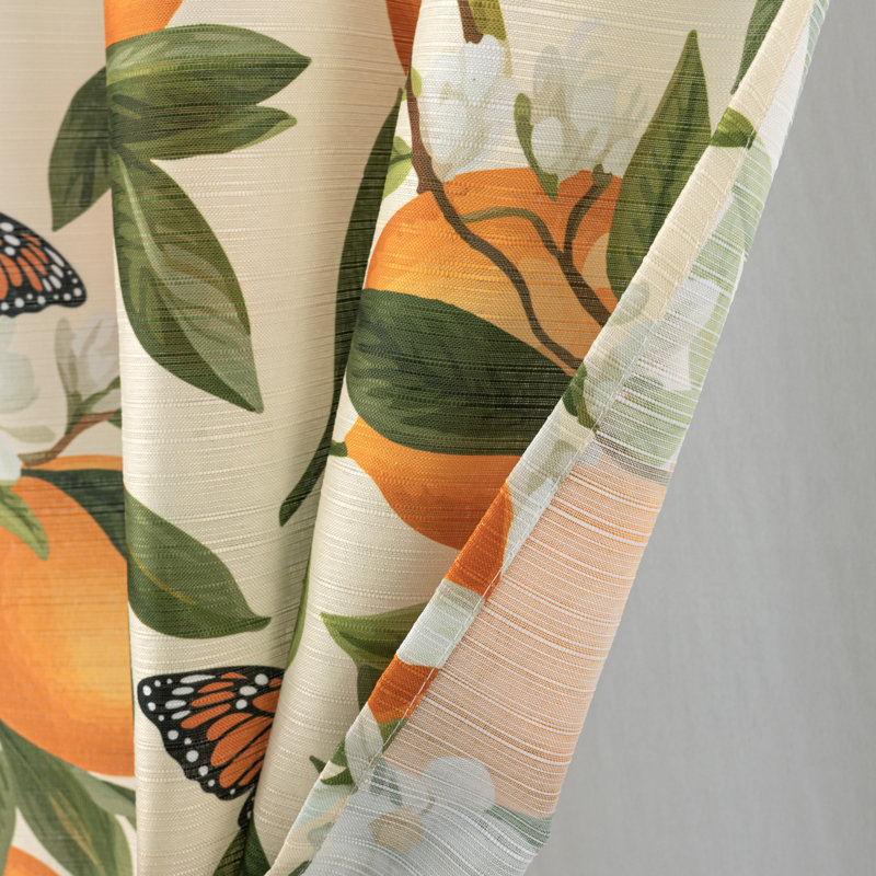 Orange Butterfly Cucina Kitchen Curtain Set