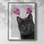 Black Cat, Valentines, reproduction encadrée - bois massif
