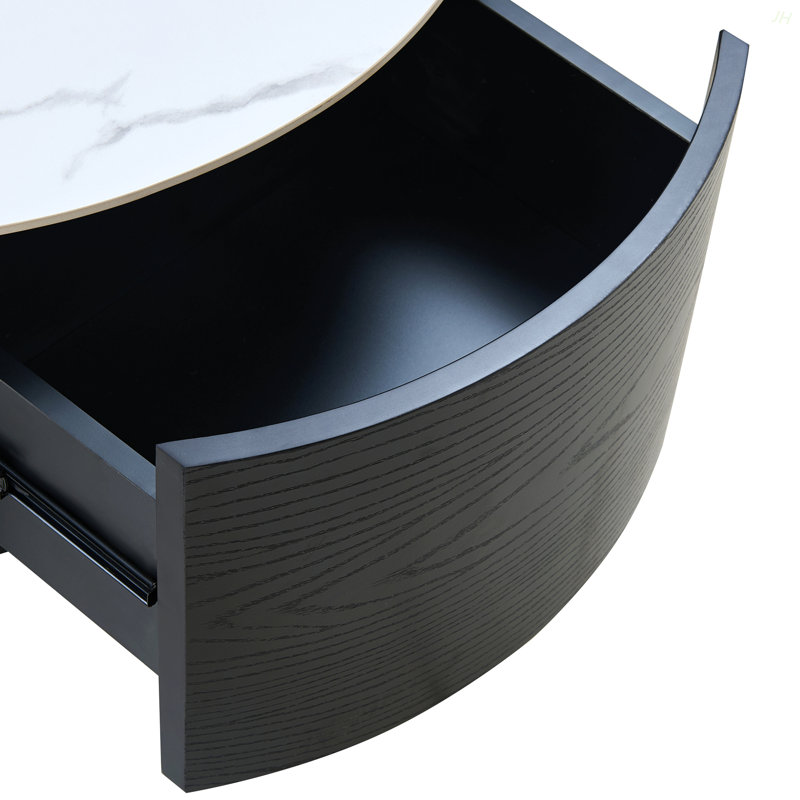 Table basse ronde avec rangement, Noir