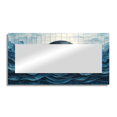 Eclipse Moon On Coastal Reflection II - Fantasy Accent Wall Mirror - Printed On Metal