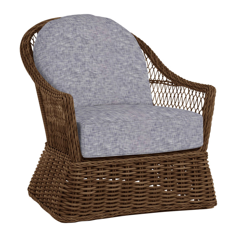 Soho Patio Chair with Cushions, Welt, Linen Navy, Soho #83 Raffia