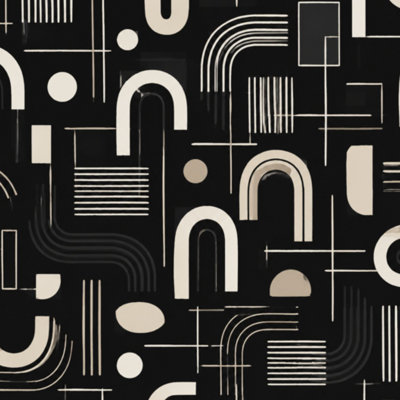 Papier peint adhésif pelez et collez noir et blanc style Mid-Century à lignes géométriques abstraites, papier contact minimaliste, adhésif mural amovible pour armoires de cuisine de chambre à coucher, 24 po x 118 po