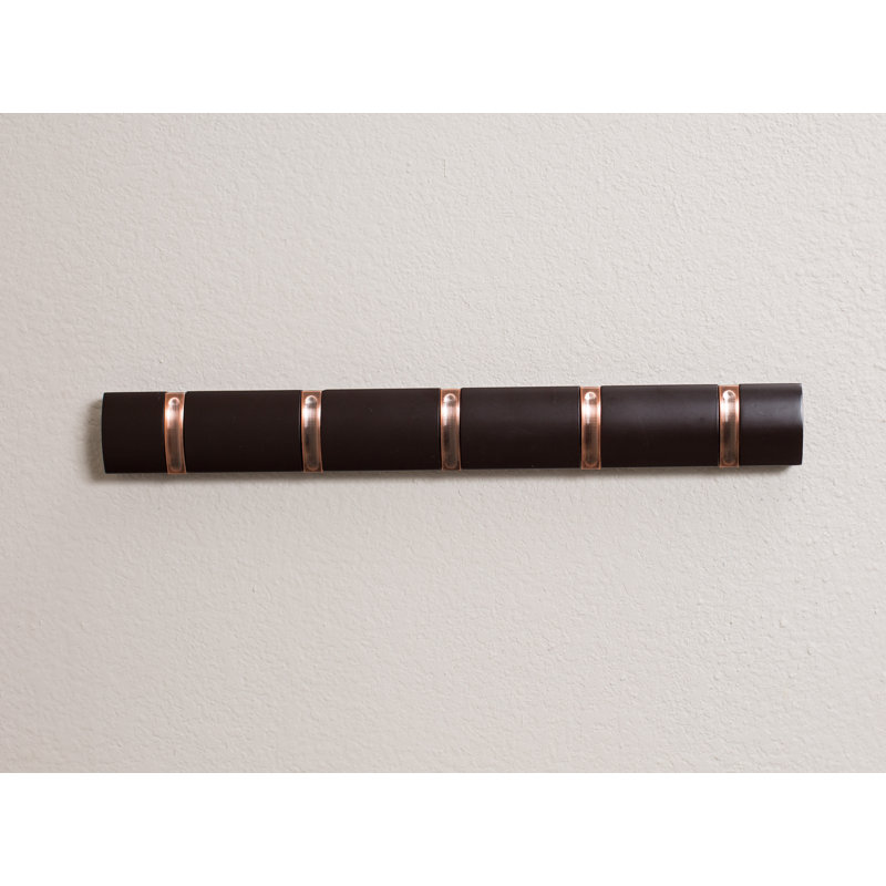 BirdRock Home 5 Wall-Mounted Folding Hooks, Brown, Brown