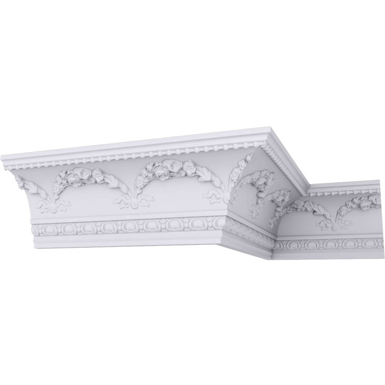 Échantillon - Moulure à couronne florale Endurathane, H 6 3/8 po x P 8 po x F 10 3/8 po x L 12 po (répétition 9 5/8 po)
