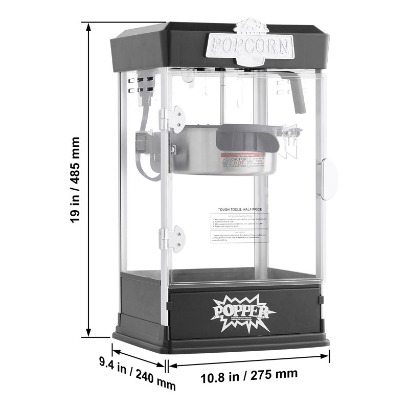 Popcorn Popper Machine Tabletop Popcorn Maker 480W 4 Oz, Black