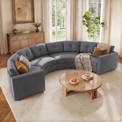 4-Piece Modern Semicircular Modular Sectional Sofa with Tufted Backrest
