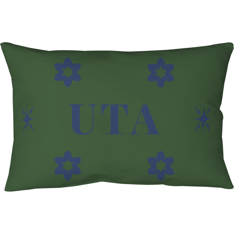 Coussin d'extérieur soufflé et fermé Utah Basketball 20 po x 14 po, Vert, bleu, Utah