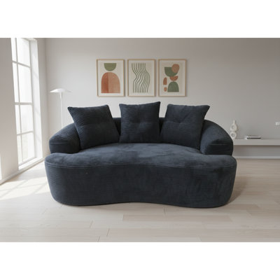 Canapé incurvé 65,35 po avec coussins à ressorts ensachés pour siège moelleux, petit espace avec 3 coussins décoratifs, sans assemblage, noir
