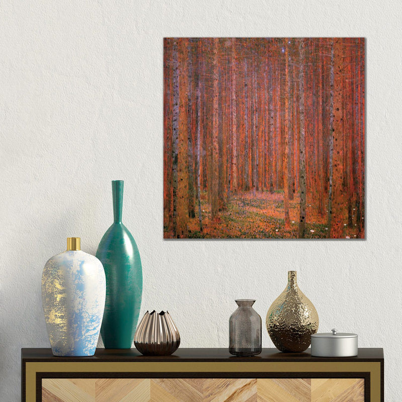 Fir Forest I by Gustav Klimt - Painting on Canvas, 45.72 cm H x 45.72 cm W x 3.175 cm D, No Frame