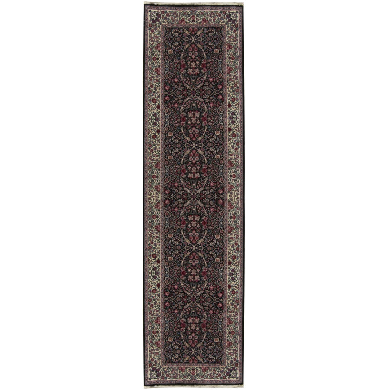 One-of-a-Kind 2'6" x 9' Runner Wool Area Rug in Black and Ivory