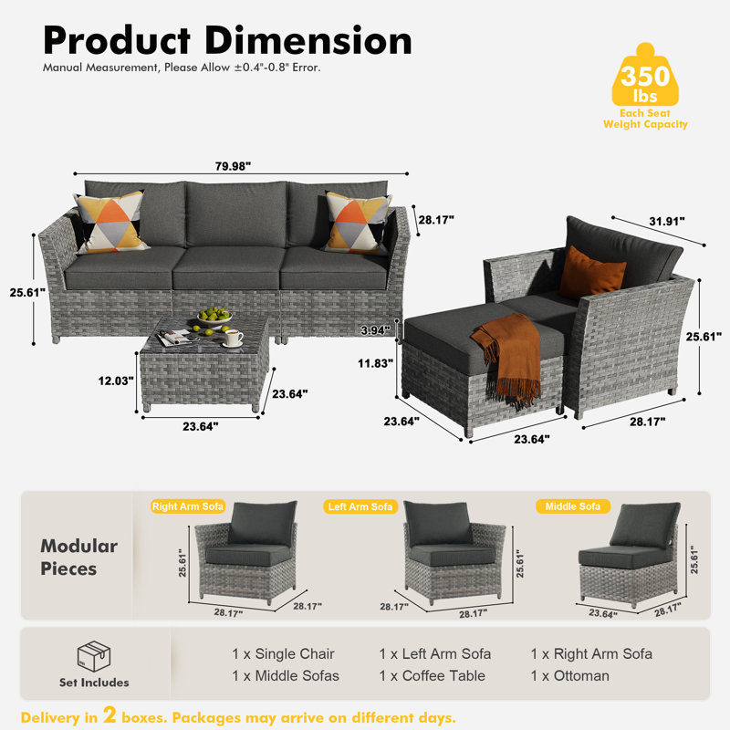 5 - Person Patio Conversation Set, Noir