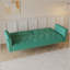 Un canapé-lit de 69,7 pouces de long recouvert de tissu de velours, avec une garniture cloutée et un coussin décoratif assorti-606242918
