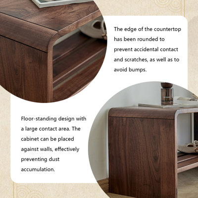 35.43"Brown Walnut Shoe Bench for Home