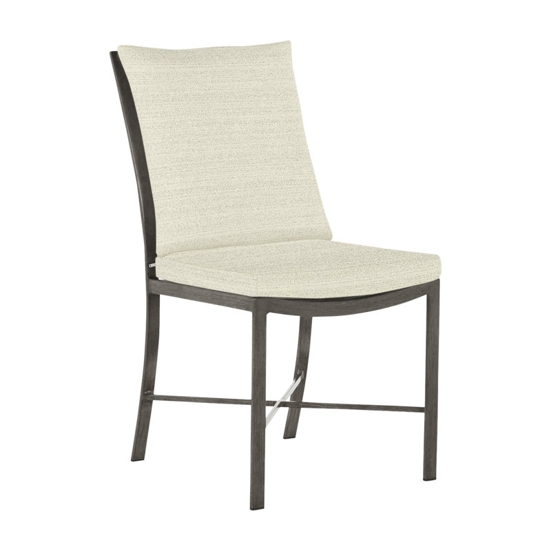 Monaco Patio Dining Side Chair with Cushions, Dove Sunbrella® Linen, No Welt, Slate Gray