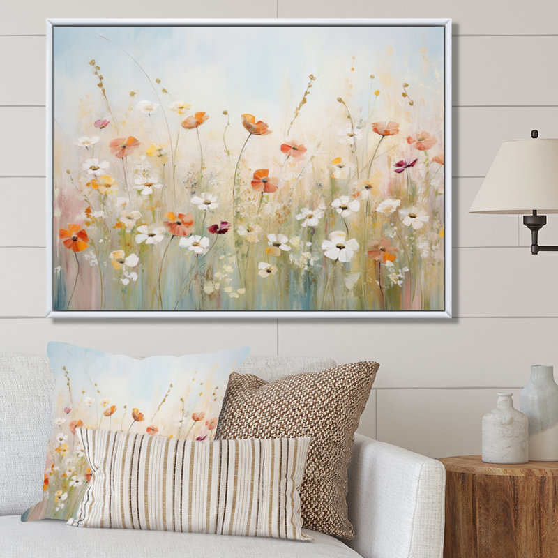 Art contemporain sur toile Meadow, Cadre flottant blanc, H 24 po x l 32 po x P 1 po