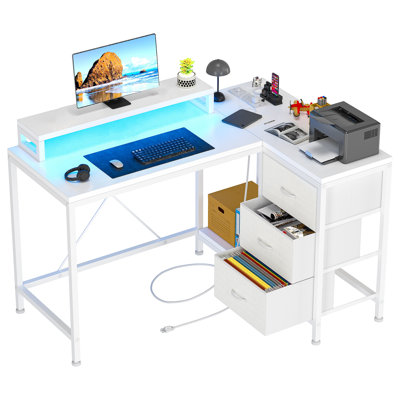 Shieh L-Shaped Computer Desk with Power Outlet