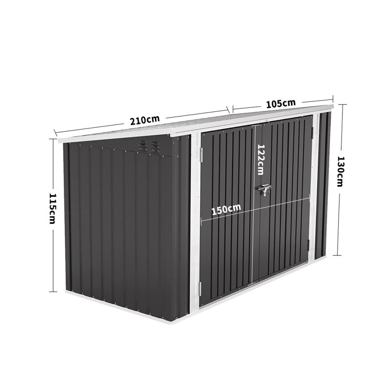 Auli 7 ft. W x 3 ft. D Metal Apex Bike Shed, Black