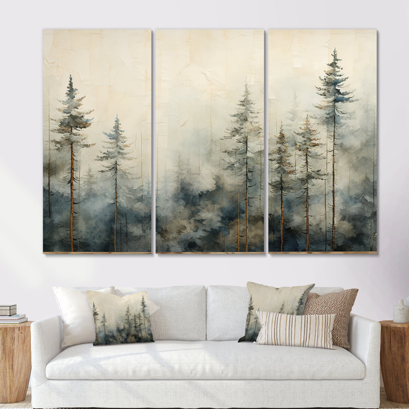 Forêt d'art de pin Minimalisme, H 60 po x l 84 po x P 1,5 po, Toile tendue