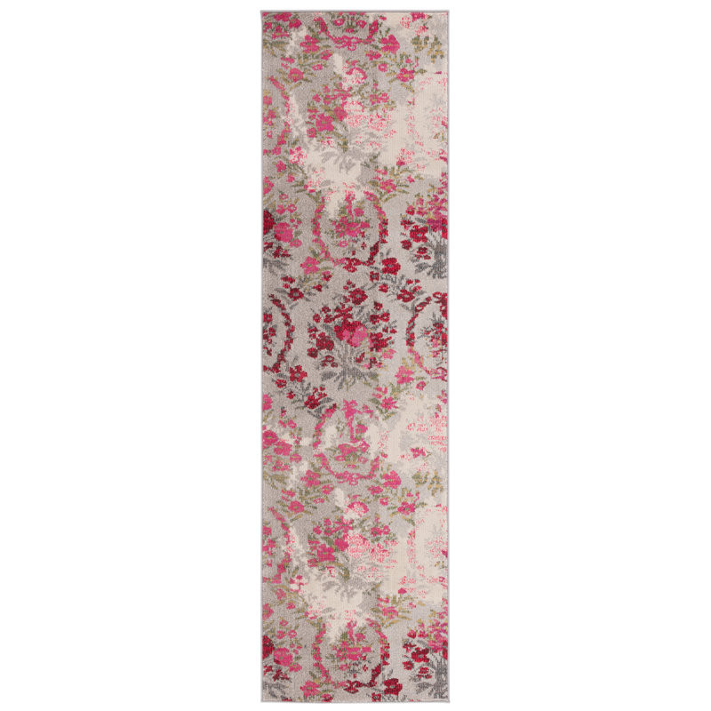 Tapis à motif floral Wulfsohn, Tapis de couloir 2 pi 2 po x 8 pi