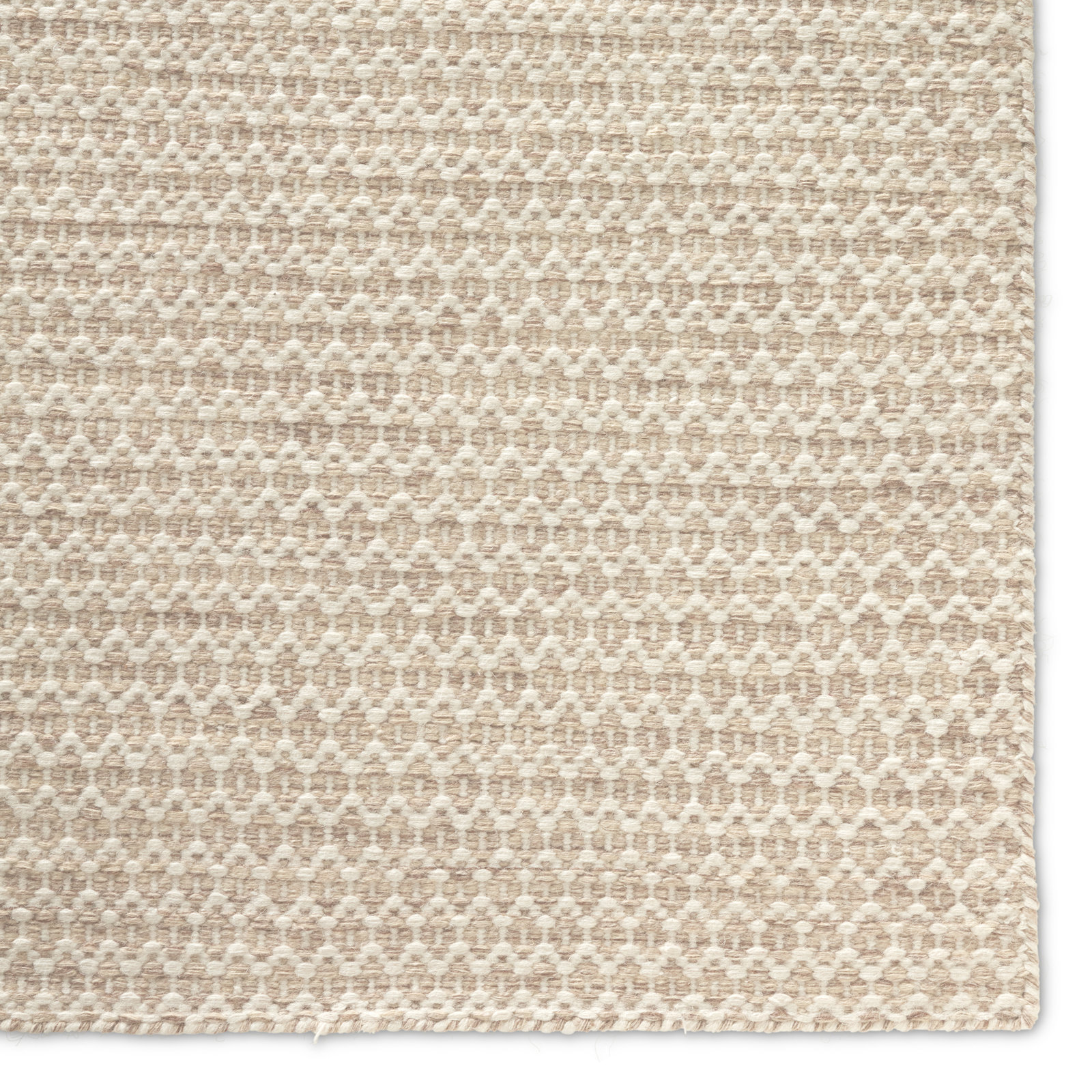 Midford Beige Hand-Woven Geometric Wool Rug, Rectangle 2' x 3'