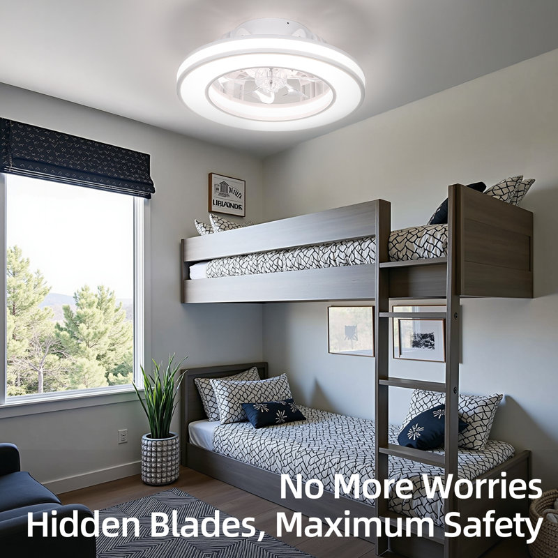 16'' Compact Ceiling Fans With Dimmable LED Lights And Remote Control, 3 Colors