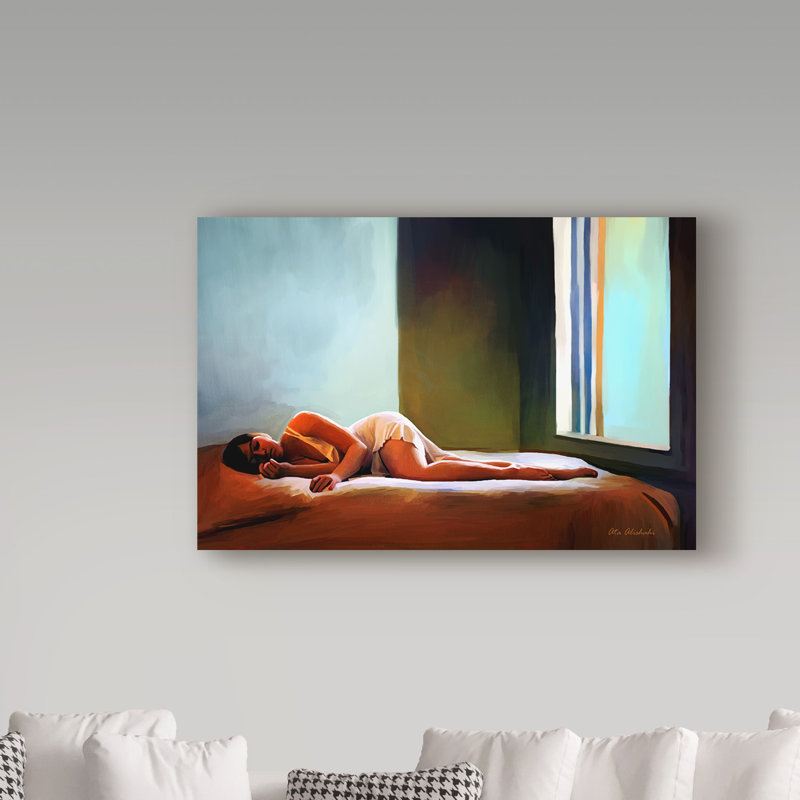 « sleep », reproduction de peinture à l’huile sur toile tendue, H 12 po x l 19 po