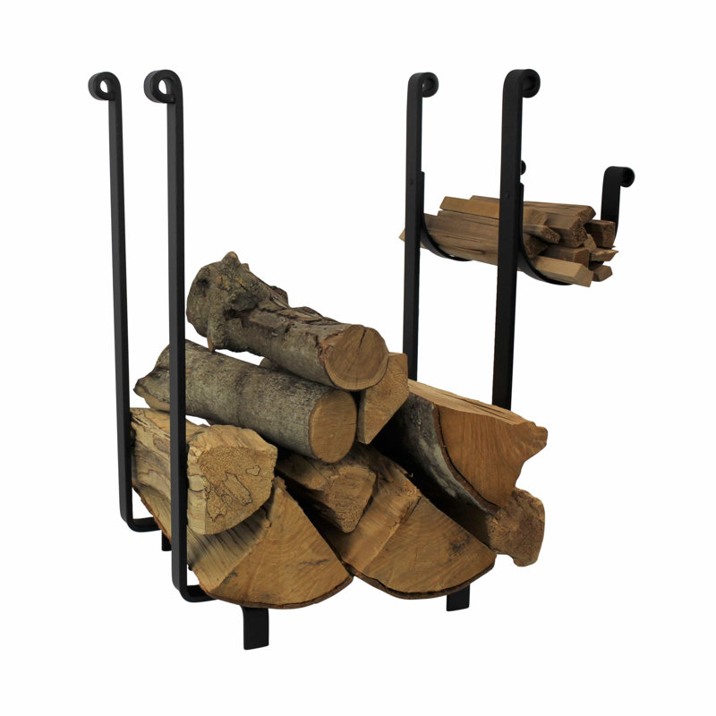 Handcrafted Rectangle Fireplace Log Rack Black