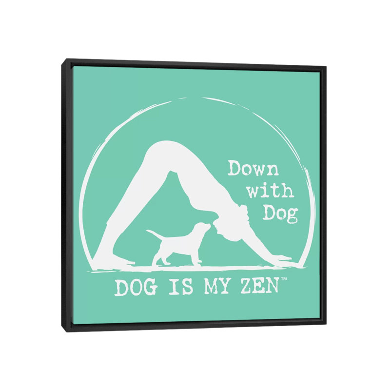 «Down with Dog», impression sur toile, H 18 po x l 18 po x P 1,5 po, Toile avec cadre flottant noir, Pas de tapis