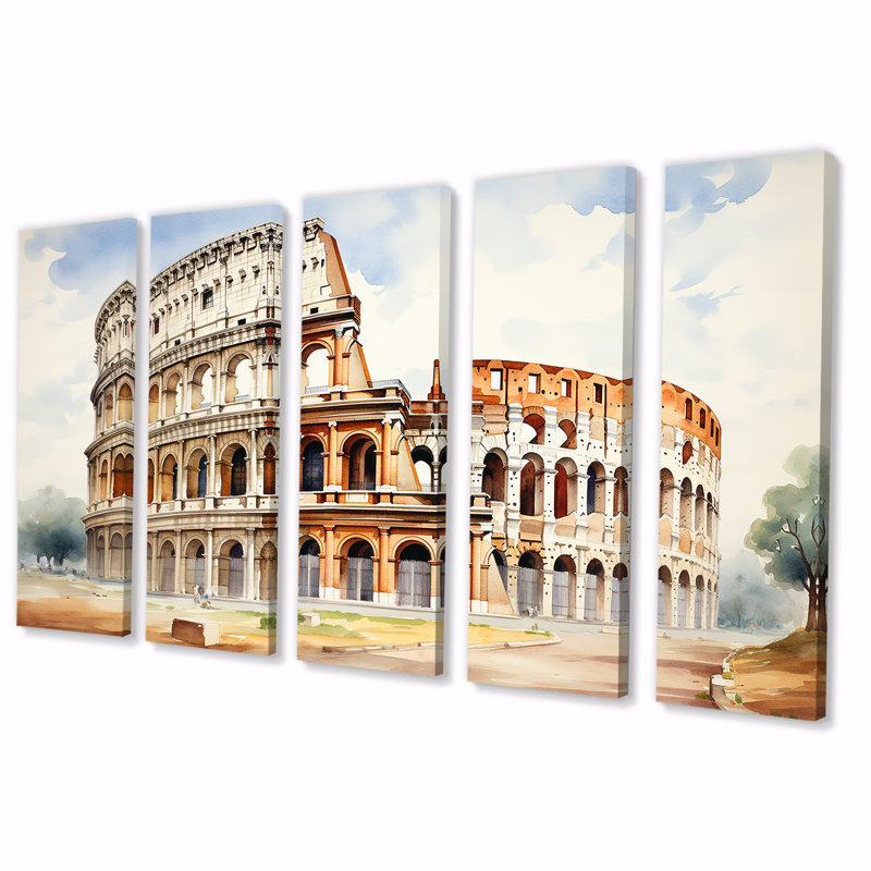 Italie, Colisée romain I - Italie, ensemble de 5 pièces d'art mural, H 28 po x l 60 po