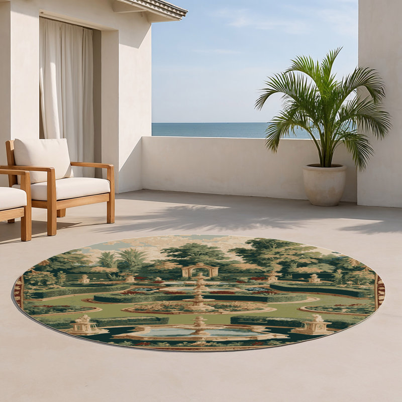 Tapis d'intérieur et d'extérieur brun français, Rond 5 pi