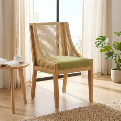 Chaise d'appoint Farmhouse Rustic - Chaise de salle à manger en bois massif durable avec siège rembourré en lin et accoudoirs décoratifs