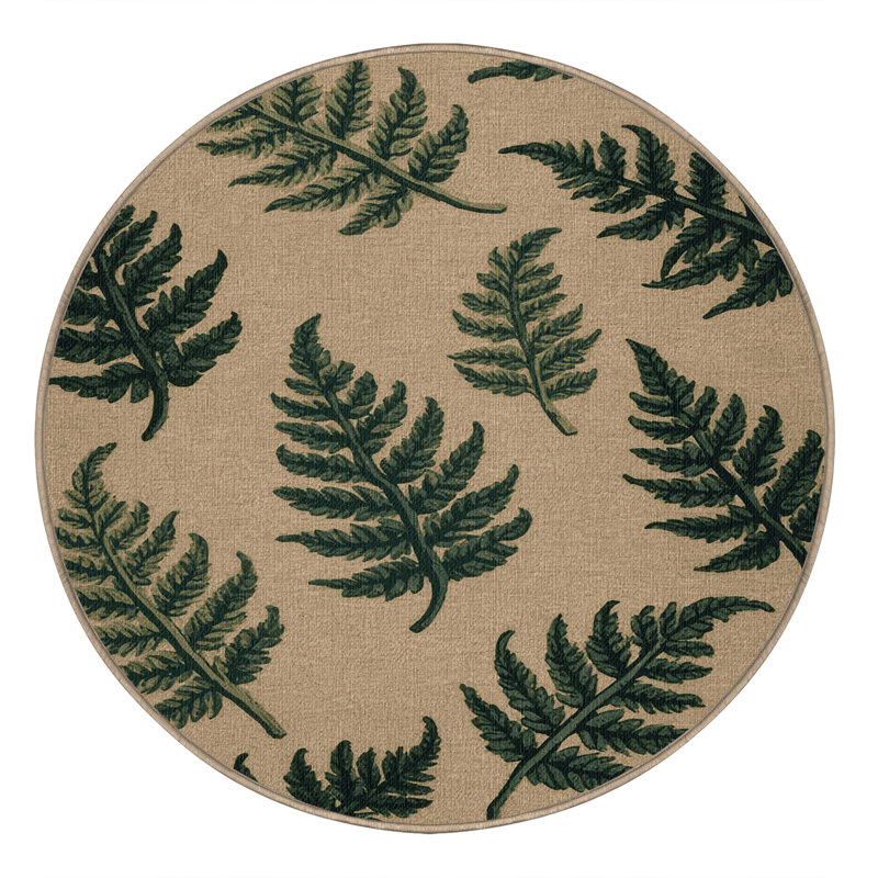 Washable Fiddleheads Vegetables Area Rug, Round 4'