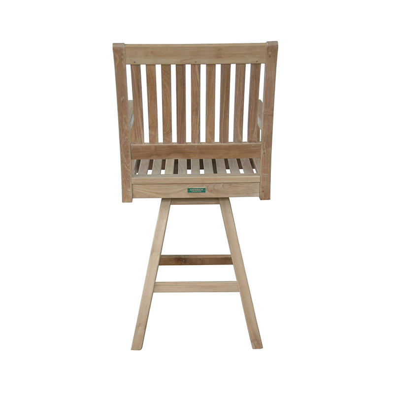 Rialto Outdoor Teak Swivel Bar Stool, (No Cushion)