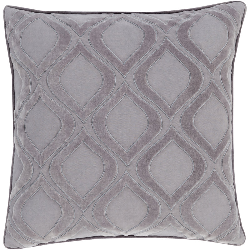 Alexandria Geometric Cotton Blend Throw Pillow, 22" H x 22" W x 0.25" D, Gray