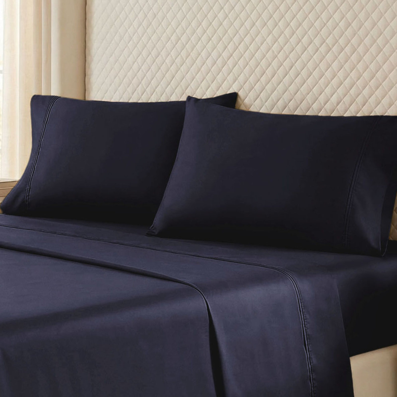 Edmont Cotton Pillowcase, Standard, Navy Blue