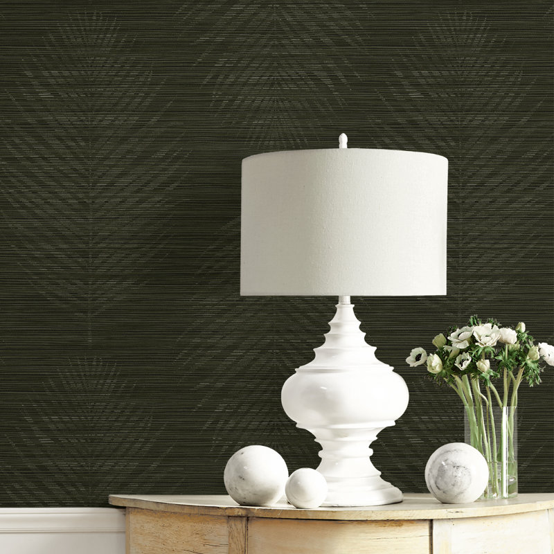 Papier peint en vinyle gaufré Ivy Bronx Designs Kotka, Vert / Argent