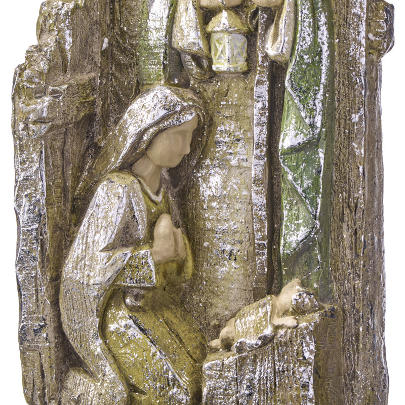 Sainte Famille PaperStone métallique avec crèche