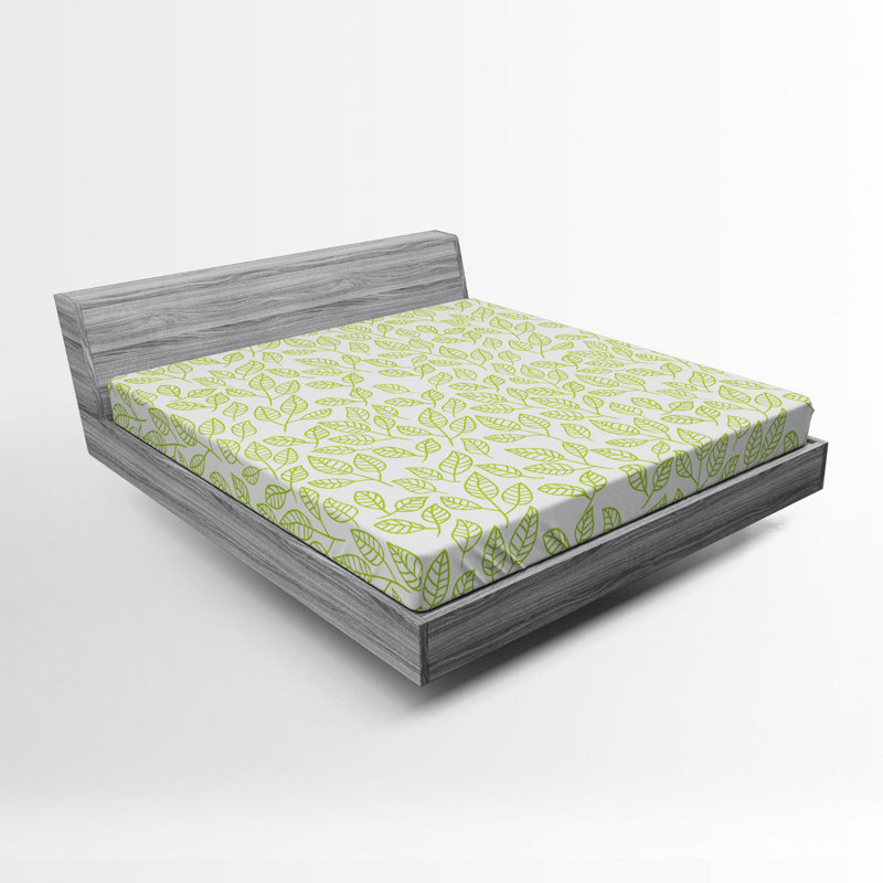 Microfiber Floral Fitted Sheet, Queen Fitted Sheet, Green Floral 21