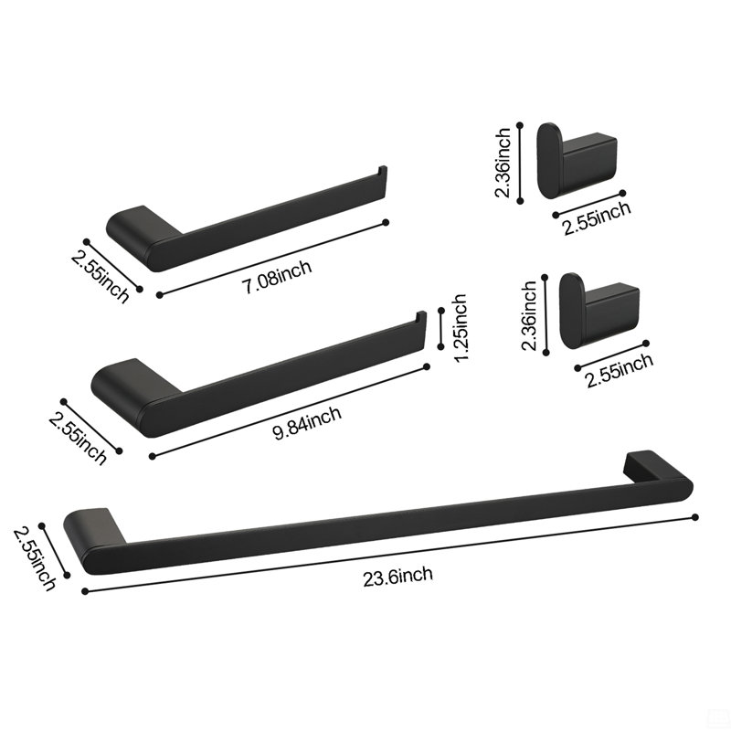 5- Piece Bathroom Hardware Set, Matte Black