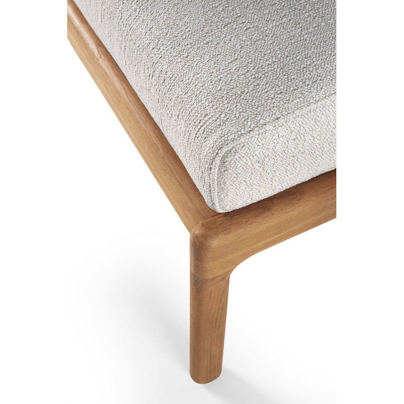 Jack Outdoor Teak Ottoman, Off White, Brown