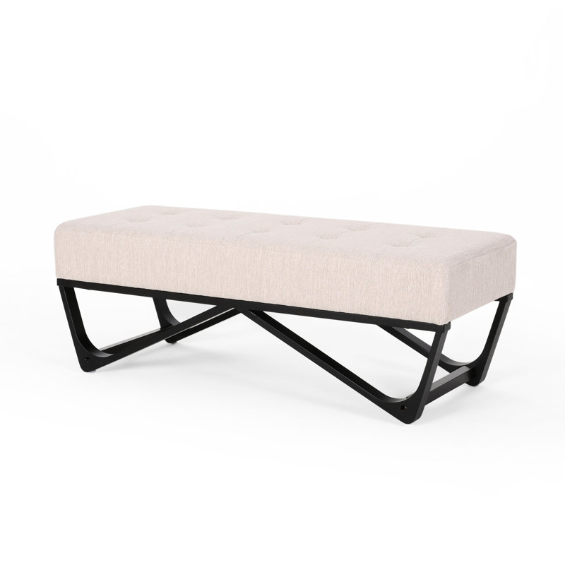 Elegant Waffle Stitch With Upholstery And Graceful Leg Frame Rectangular Featuring Soft Button Tufting Stable Legs