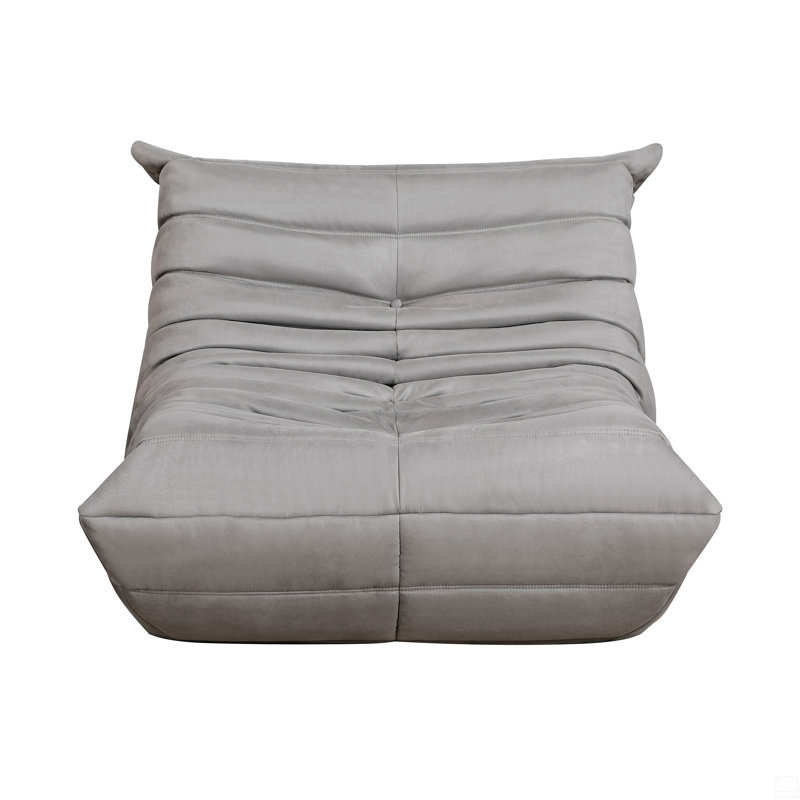 Meuble de salon d'appoint en microfibre capitonné à boutons 1 pièce, Gris