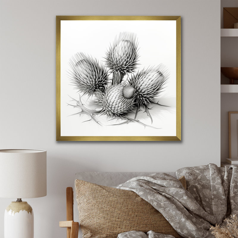 Fleurs de chardon - Art mural Thistle, Or, H 30 po x l 30 po