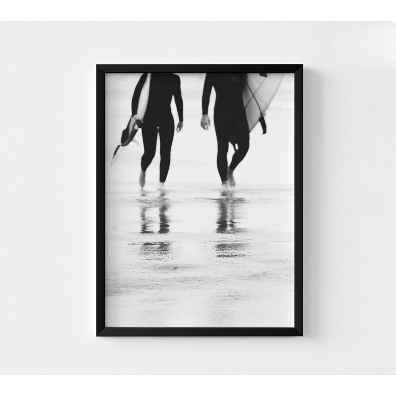 Reproduction d'art mural Kneema Surfer, encadré photo de décor de plage noir et blanc, impression d'art de planche de surf, art mural encadré, art mural surdimensionné