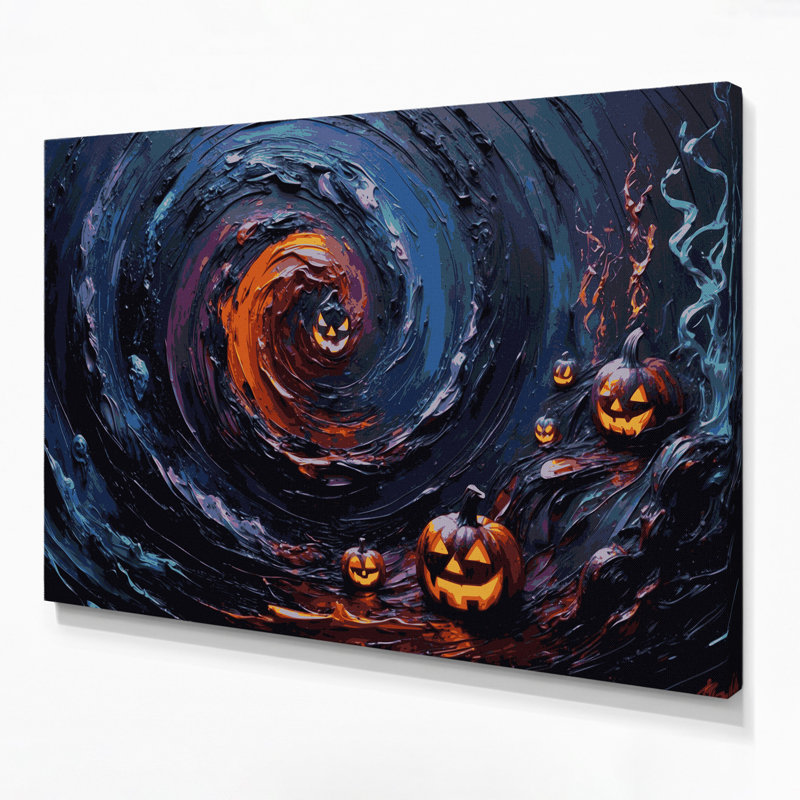 Halloween, art d'Halloween abstrait, art mural sur toile mauve, H 11 po x l 14 po
