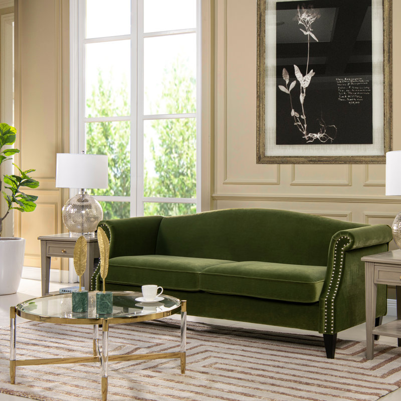 Canapé standard en velours à accoudoirs roulés de 77 po Gracemary